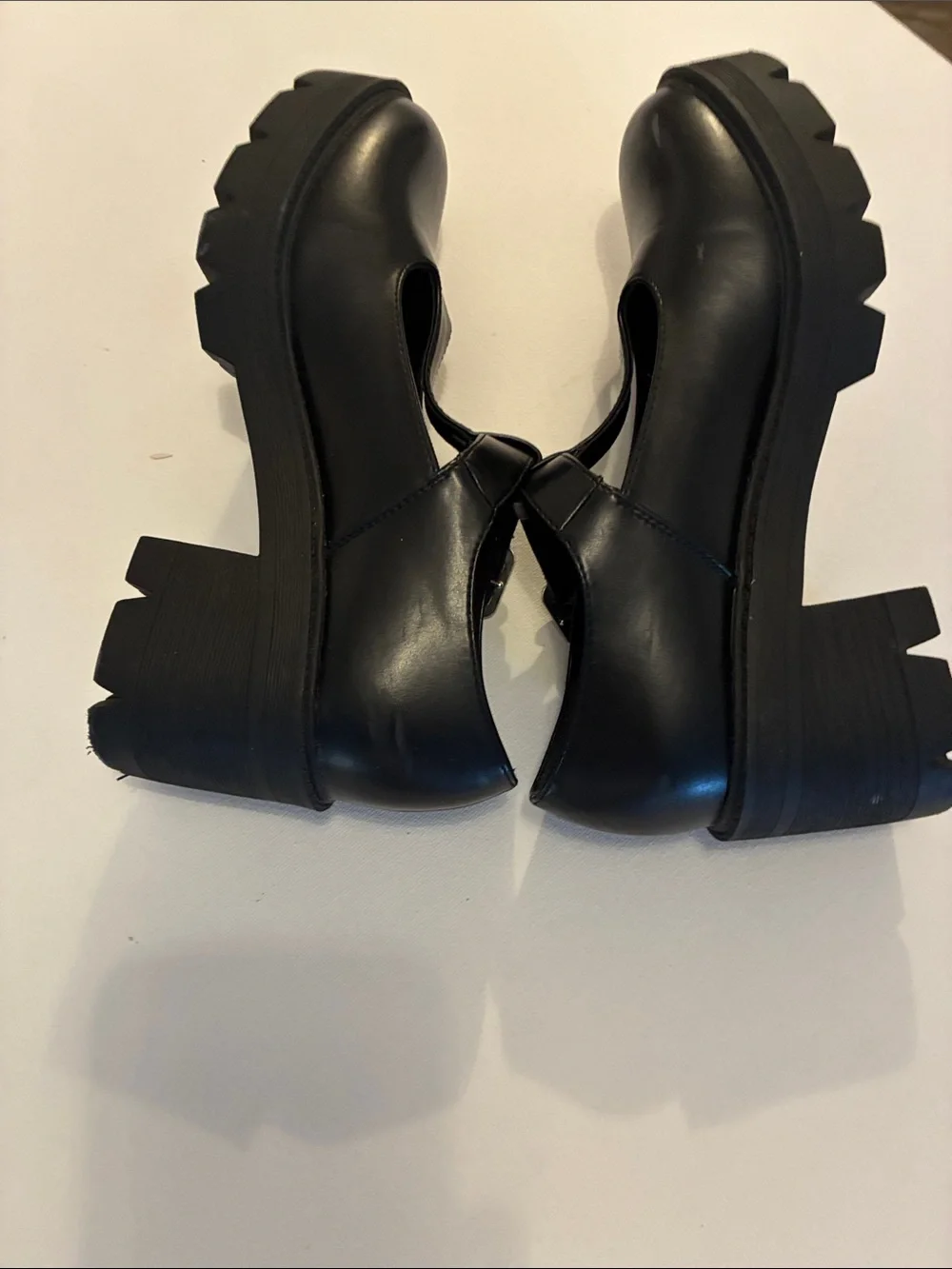 Y2K Retro VTG Arizona Jean Company Black T-Strap Platform Chunky Moto Sz 7.5
